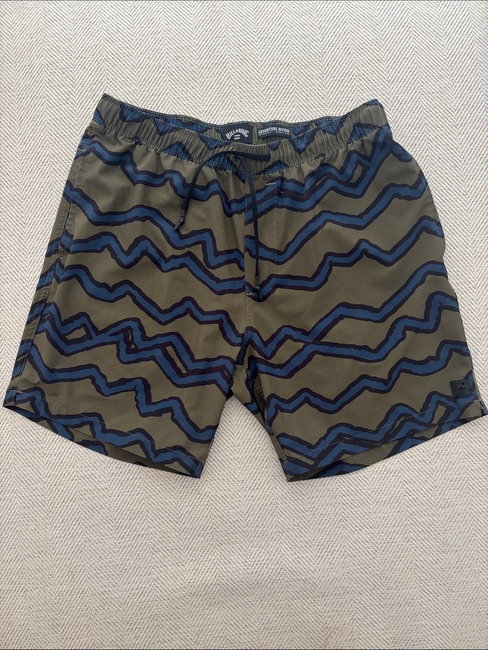 Billabong Olive and Navy Zigzag Adventure Division Hybrid Shorts 16”